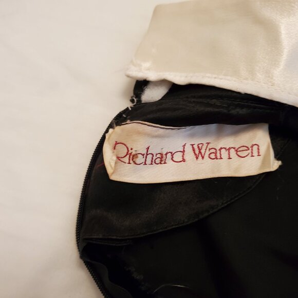 TRUE VINTAGE BLACK VELVET EVENING DRESS WITH SATIN ACCENTS - Picture 3 of 5